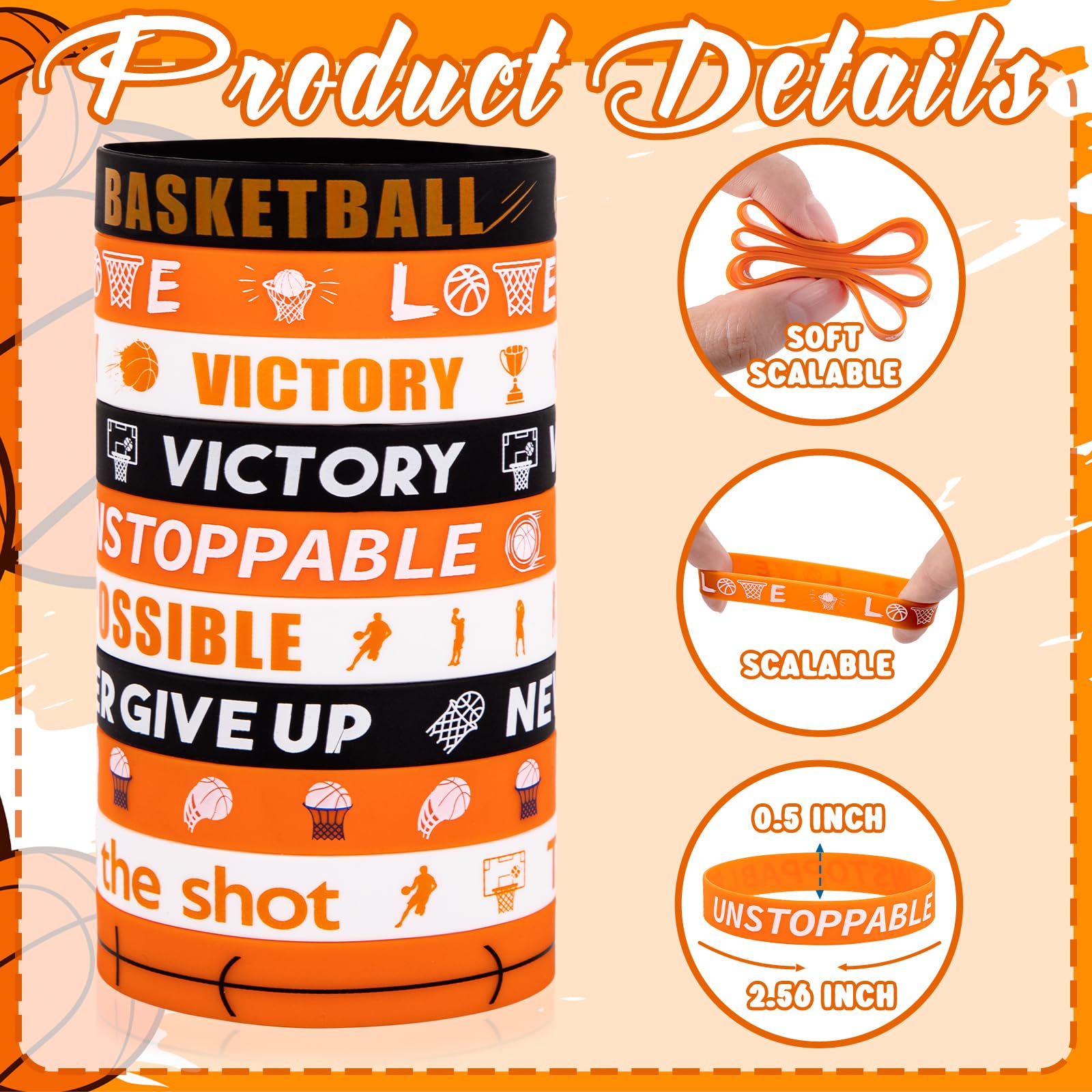 Moon Boat team gifts basketball bracelets 2.56 inch