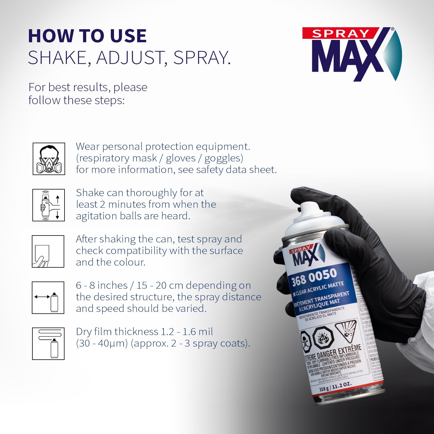 Aerosol matte clear finish for automotive refinishing SprayMax 1K