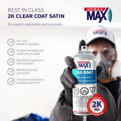 SprayMax 2K Satin Clear Coat spray canister side view