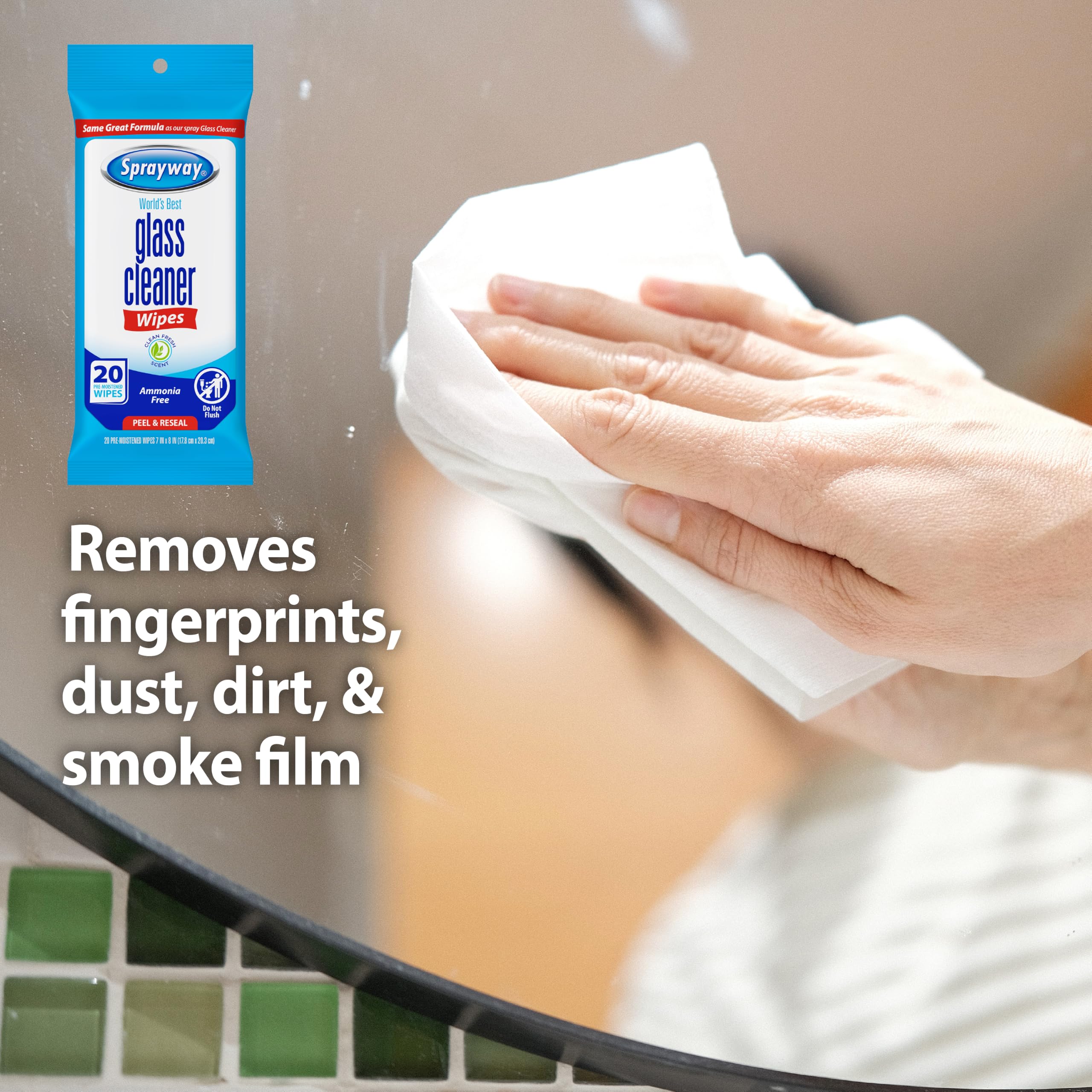 Pack of 6 Sprayway Glass Cleaner Wipes