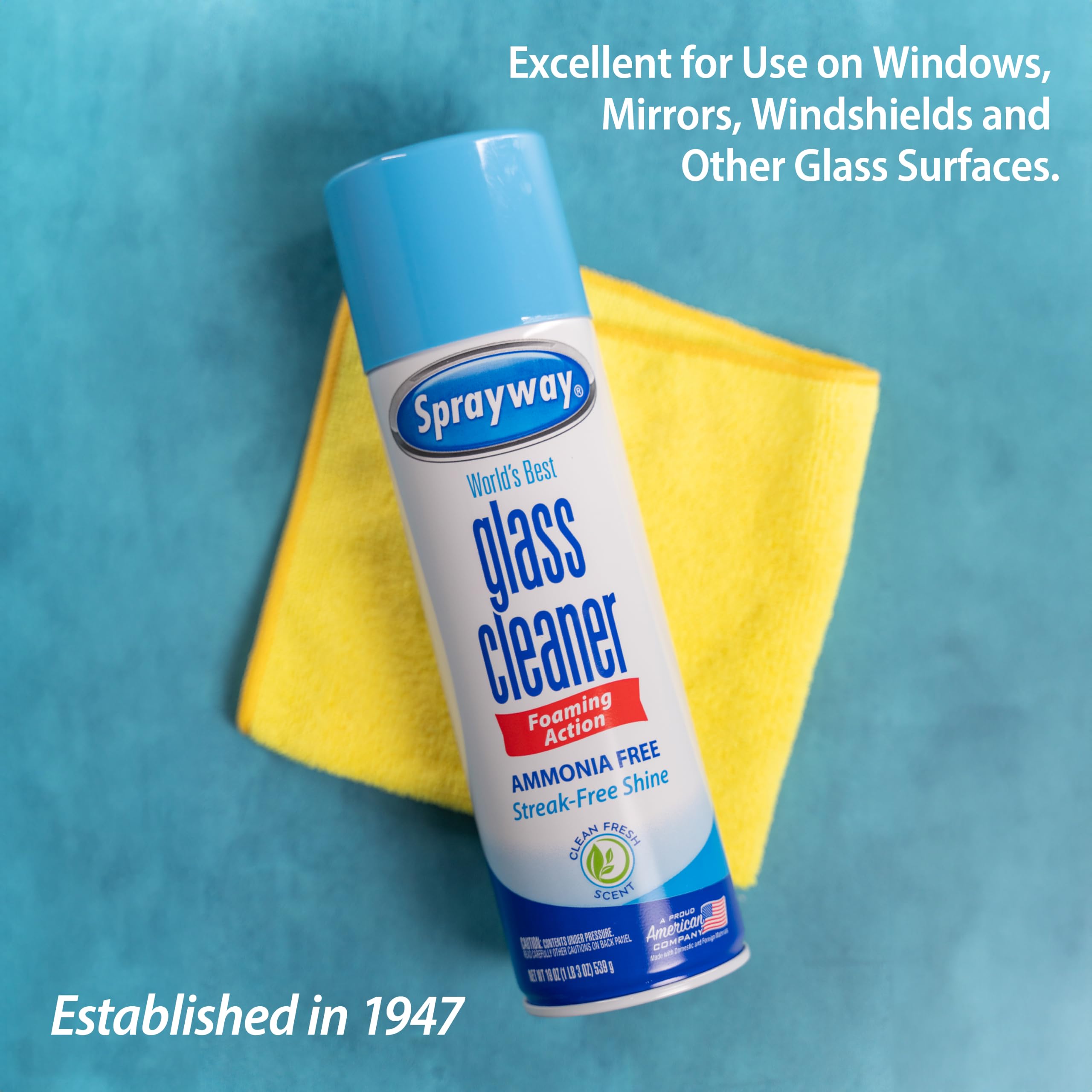 Foaming spray action cleaning glass surface