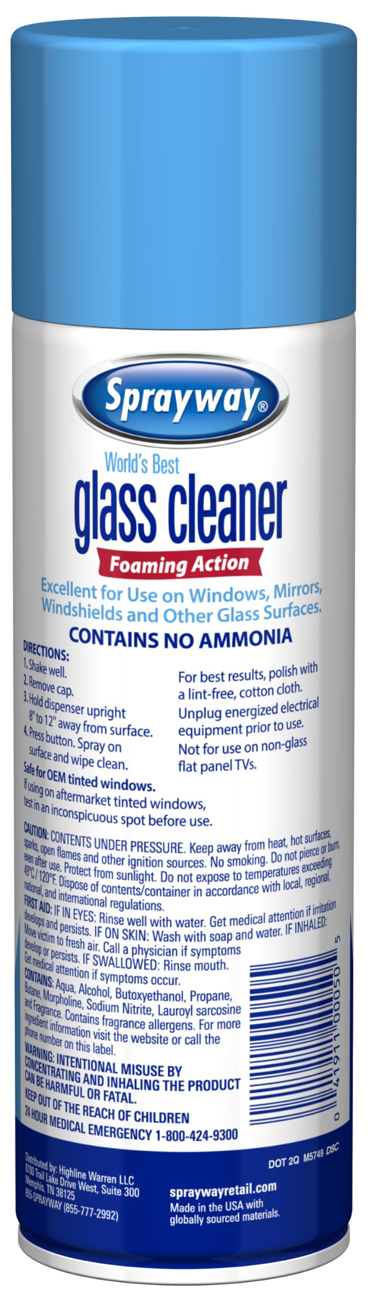 Foam clinging to glass surface shown by Sprayway