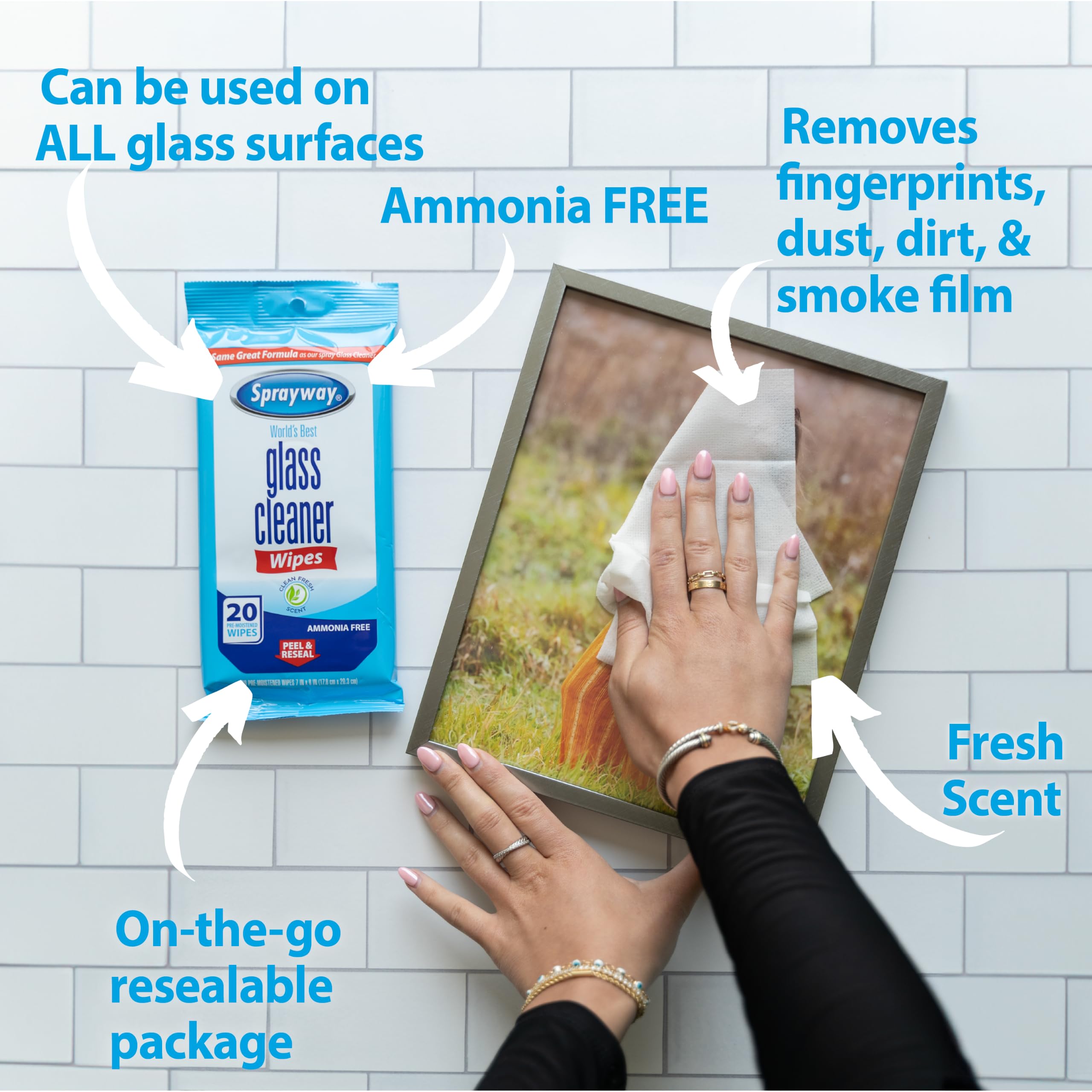 Wipes suitable for all glass surfaces Sprayway