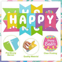 Pastel spring Easter banner colors with eggs and bunnies