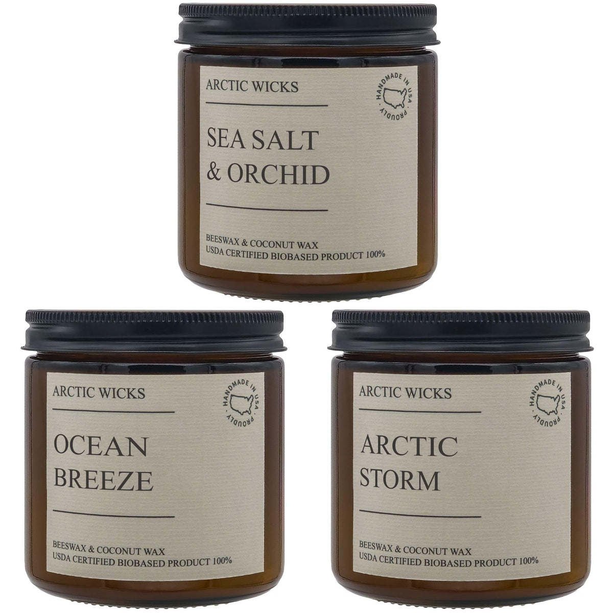 Spring scented candle 3 pack set amber jars
