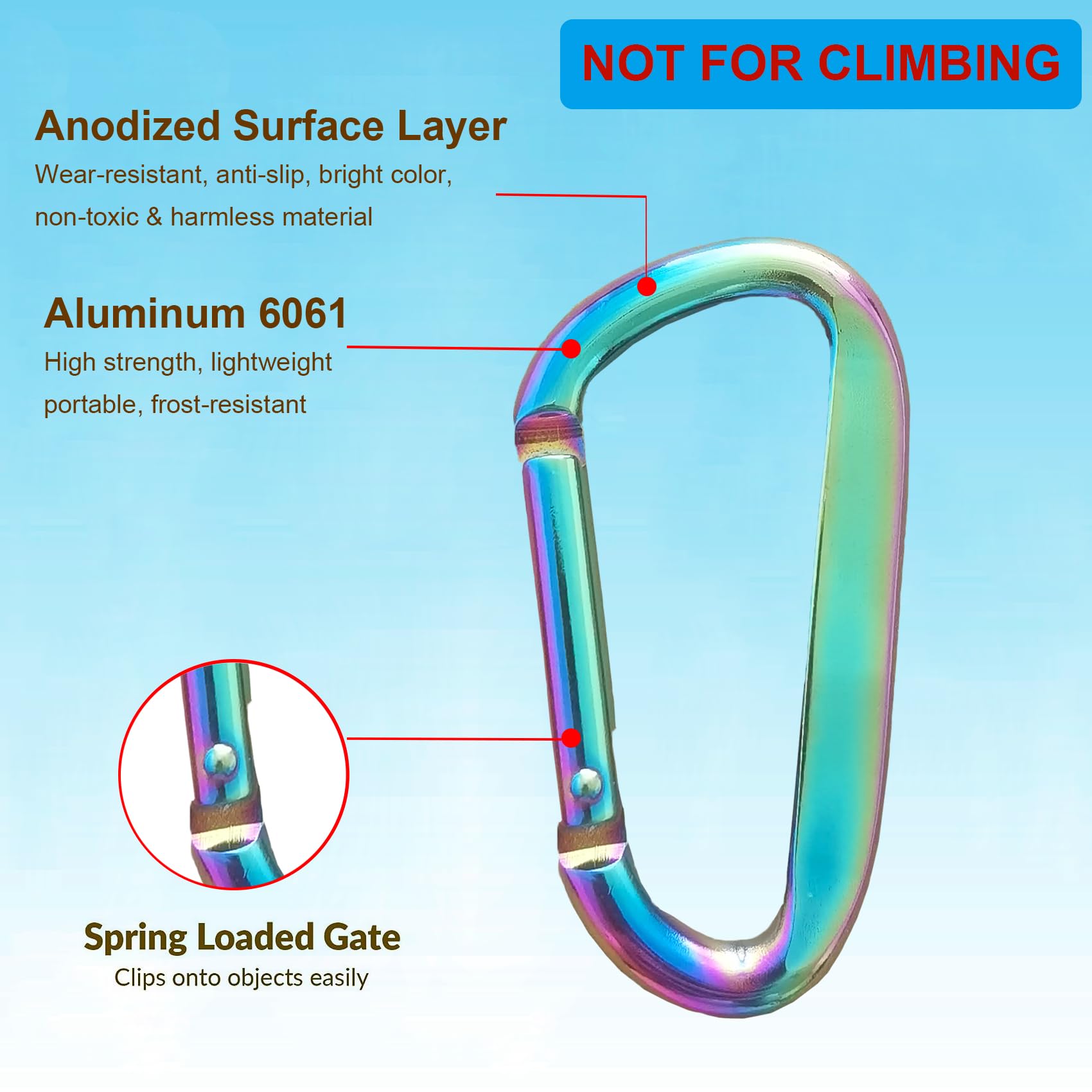 2pack colorful carabiner clip for water bottle and backpack