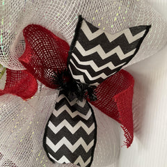 Spring and summer wreath with green gingham ribbon accents