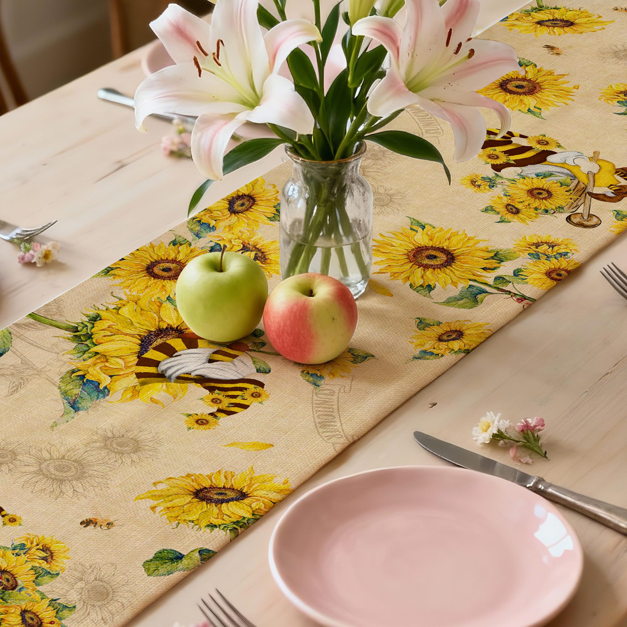 Spring decoration for home use on table runner