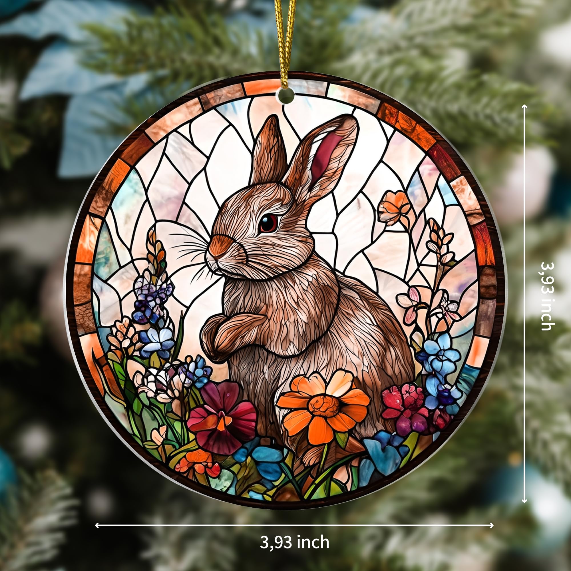 Durable acrylic Easter Bunny suncatcher ornament reflecting light