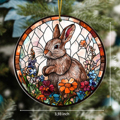 Durable acrylic Easter Bunny suncatcher ornament reflecting light