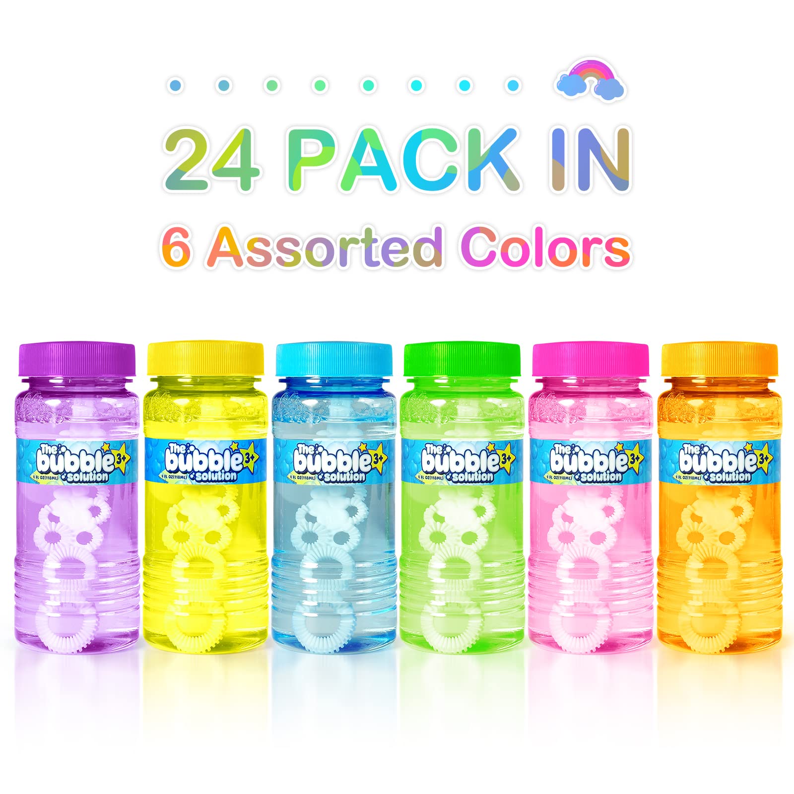 Protective mouth film and leak resistant cap on bubble bottle