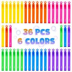 36 piece bubble wand set in colors red yellow green blue orange pink purple dark green navy light yellow
