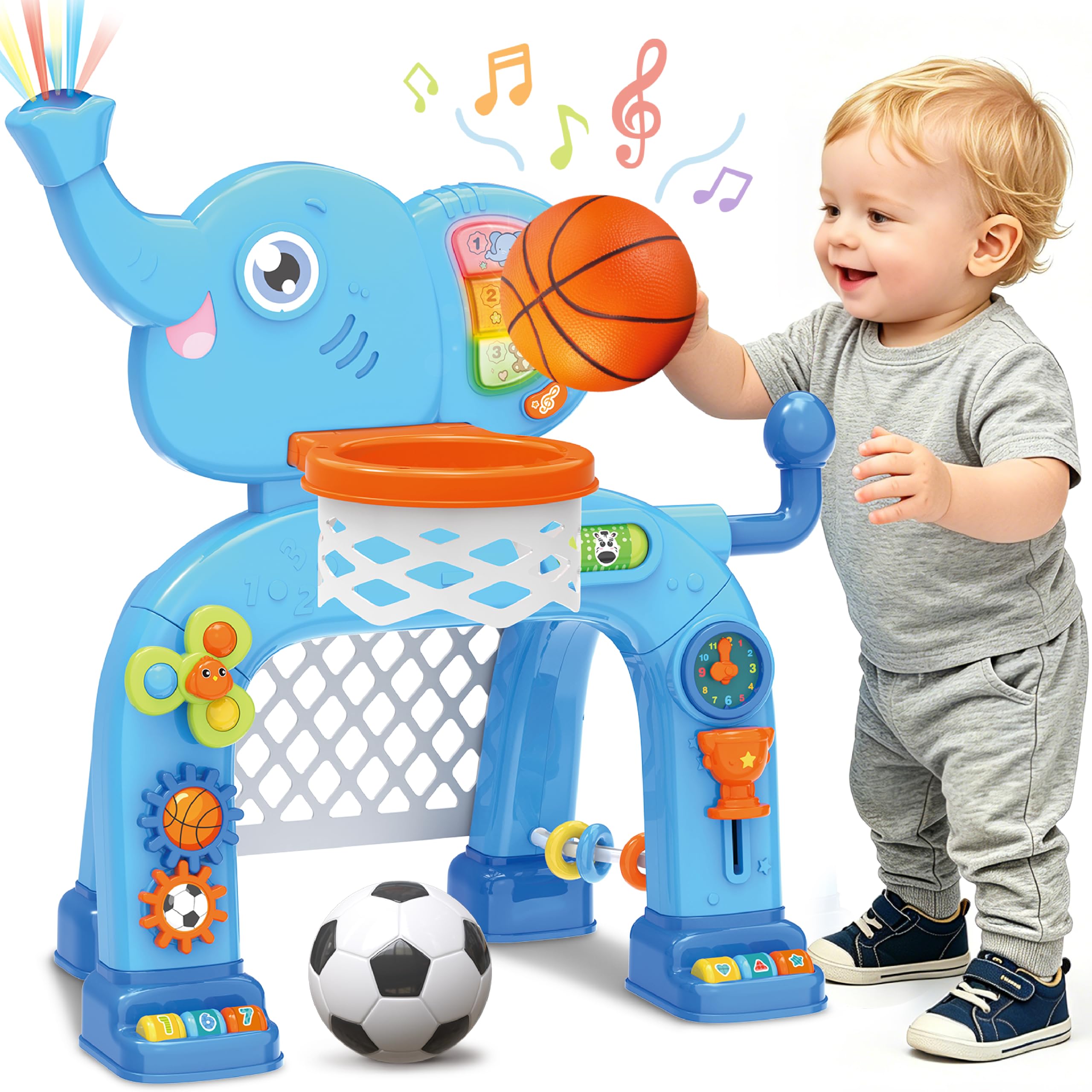 SpringFlower toddler basketball hoop and soccer goal