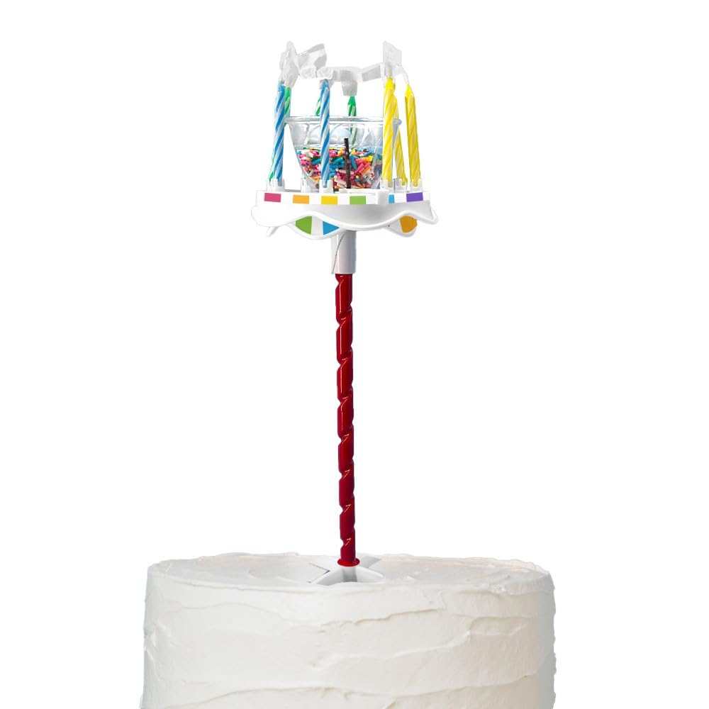 Birthday candle topper kit on a celebration cake