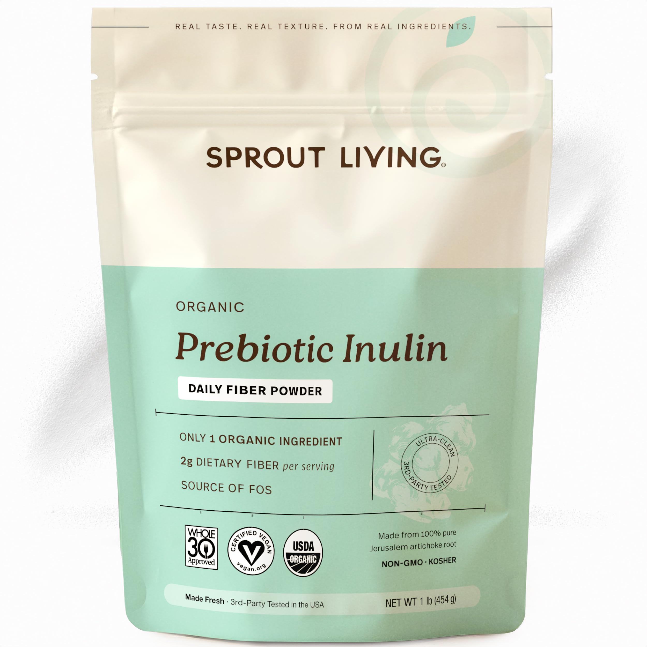 Sprout Living Organic Inulin with FOS Prebiotic Powder 1 lb packaging