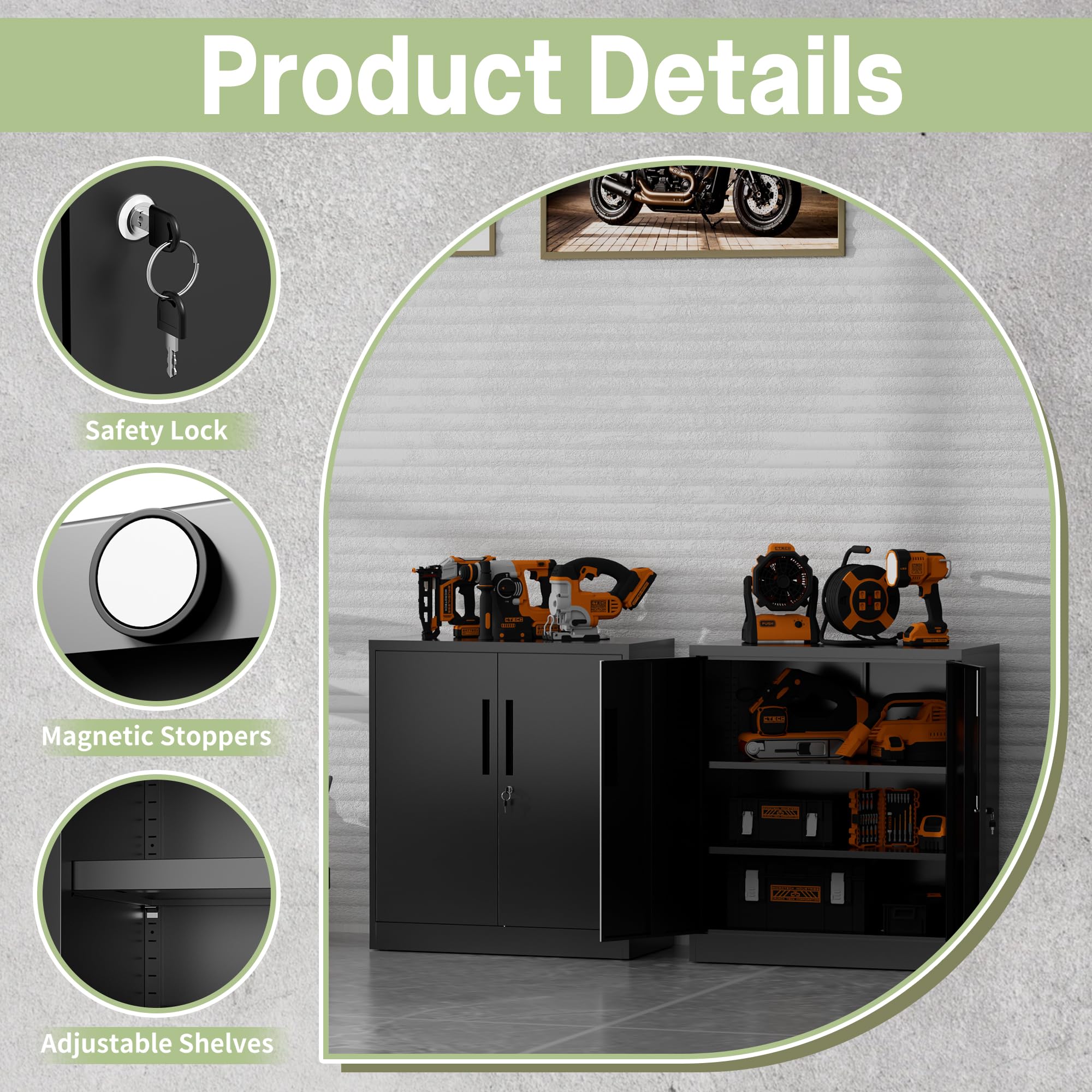 Spryygo cabinet with 3 point locking system and two keys