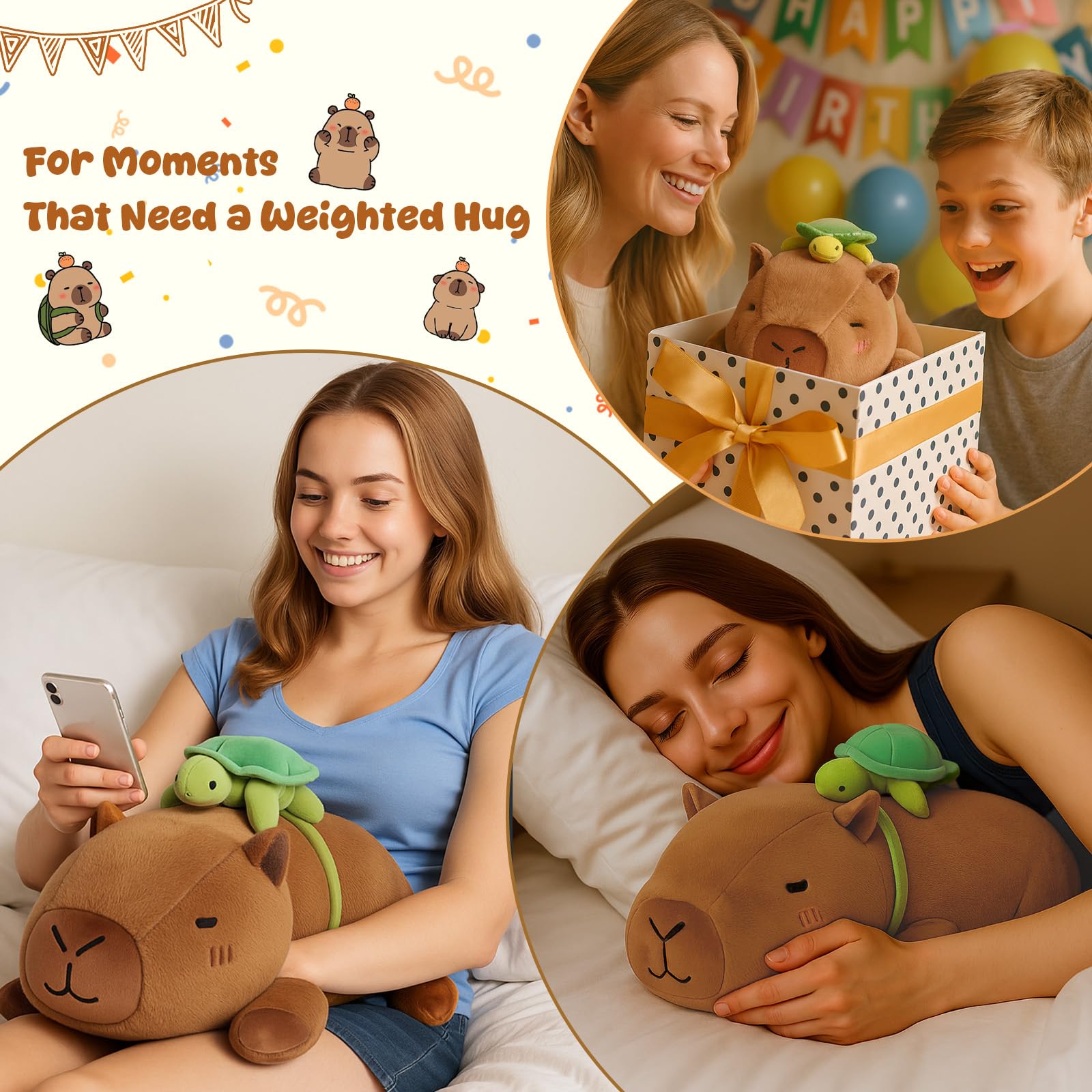 Safety certified capybara plush for kids and adults