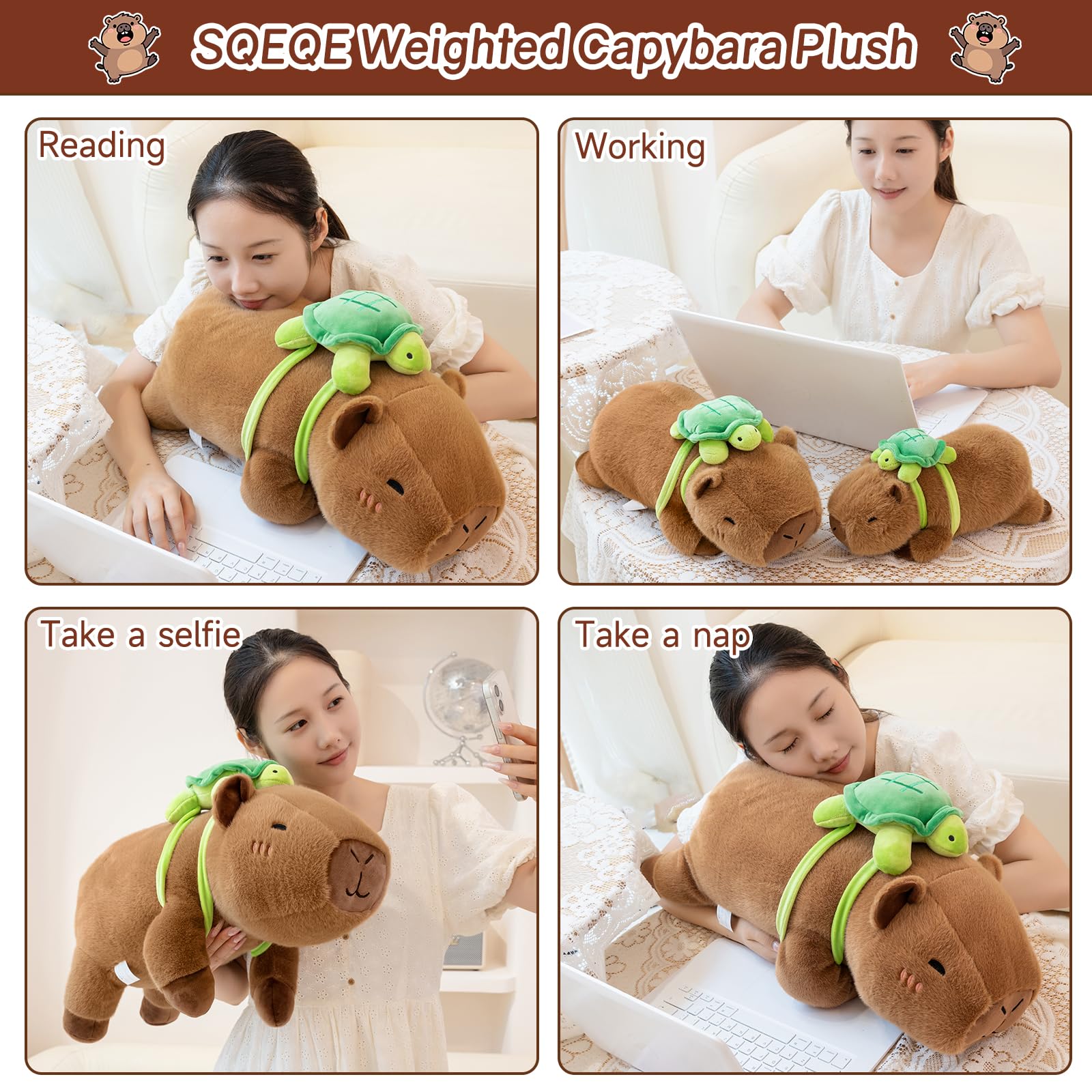 Turtle backpack accessory on capybara plush