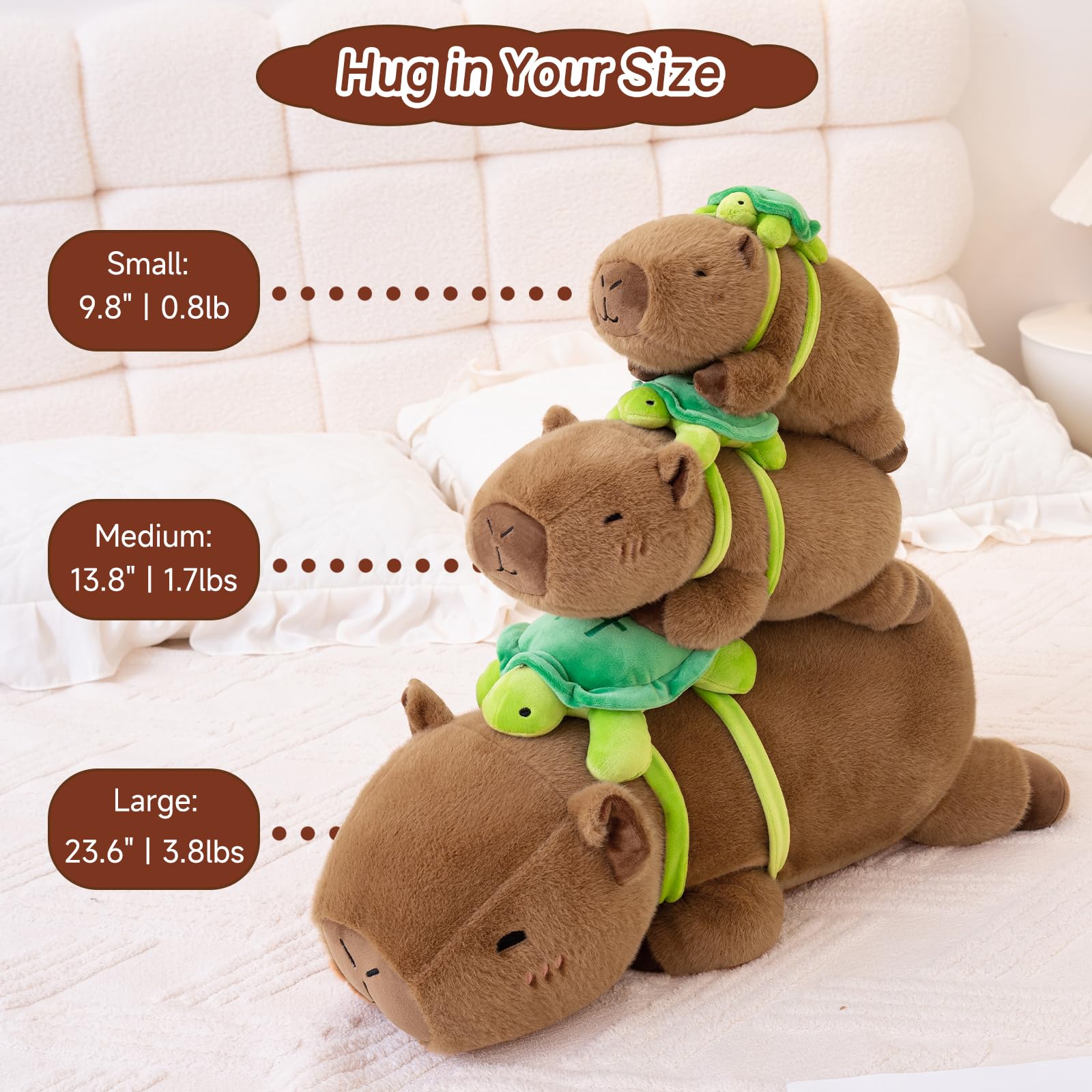 Weighted capybara plush comfortable for lap