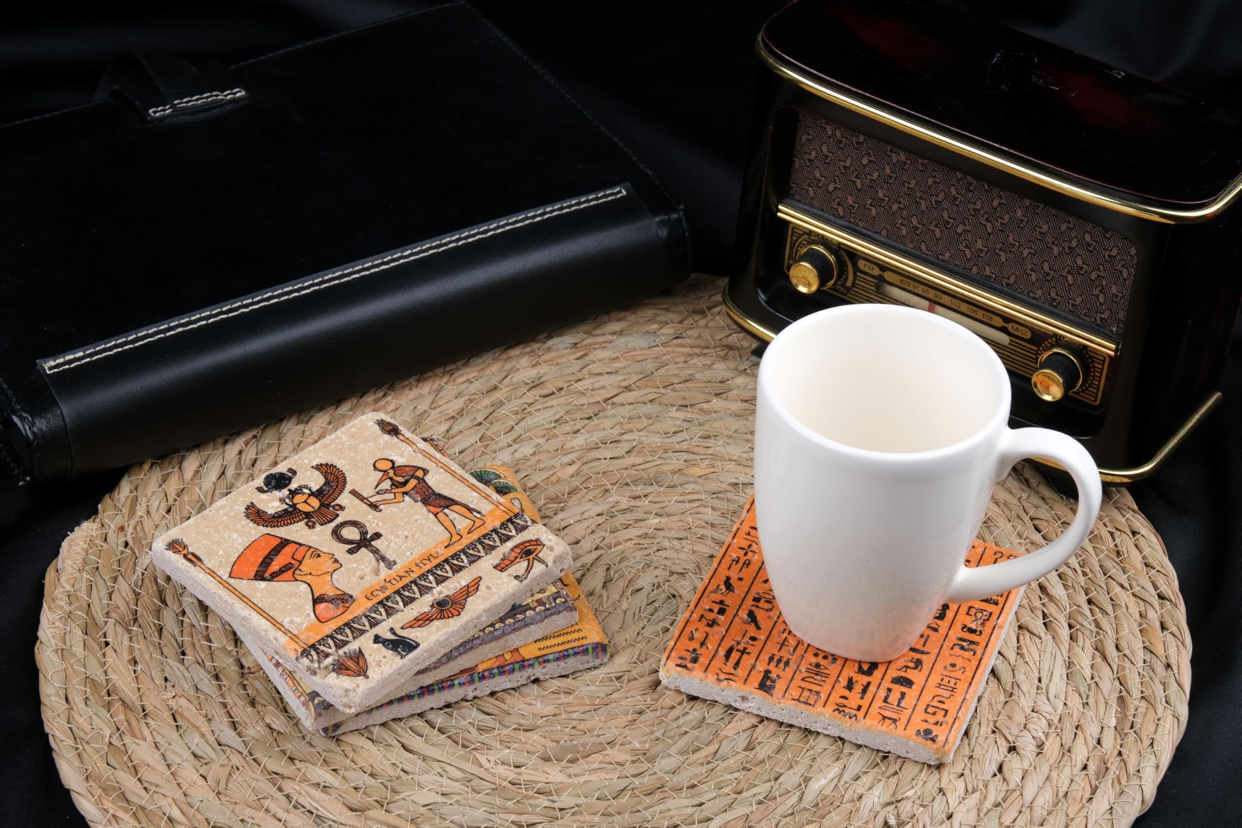 Ancient Egypt Coasters absorbs moisture from drinks