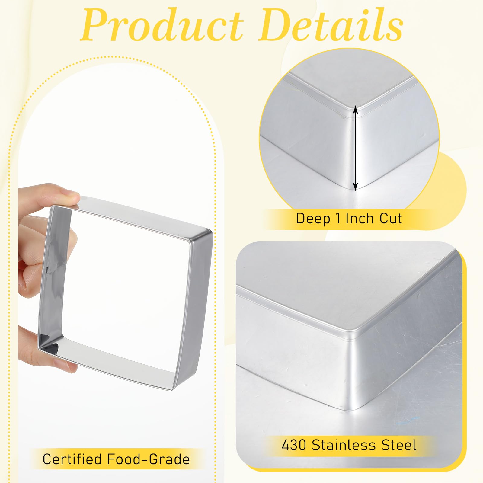 Square cookie cutter set 2.5 inch size