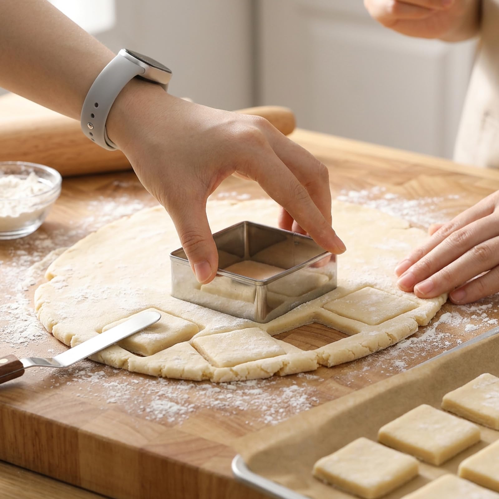 6-piece stainless steel square cookie cutter set packaging
