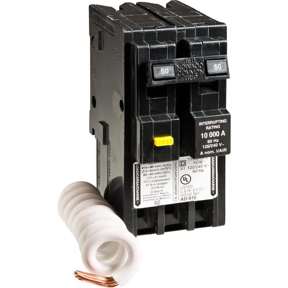 Square D Homeline HOM250GFIC two-pole 50A GFCI circuit breaker