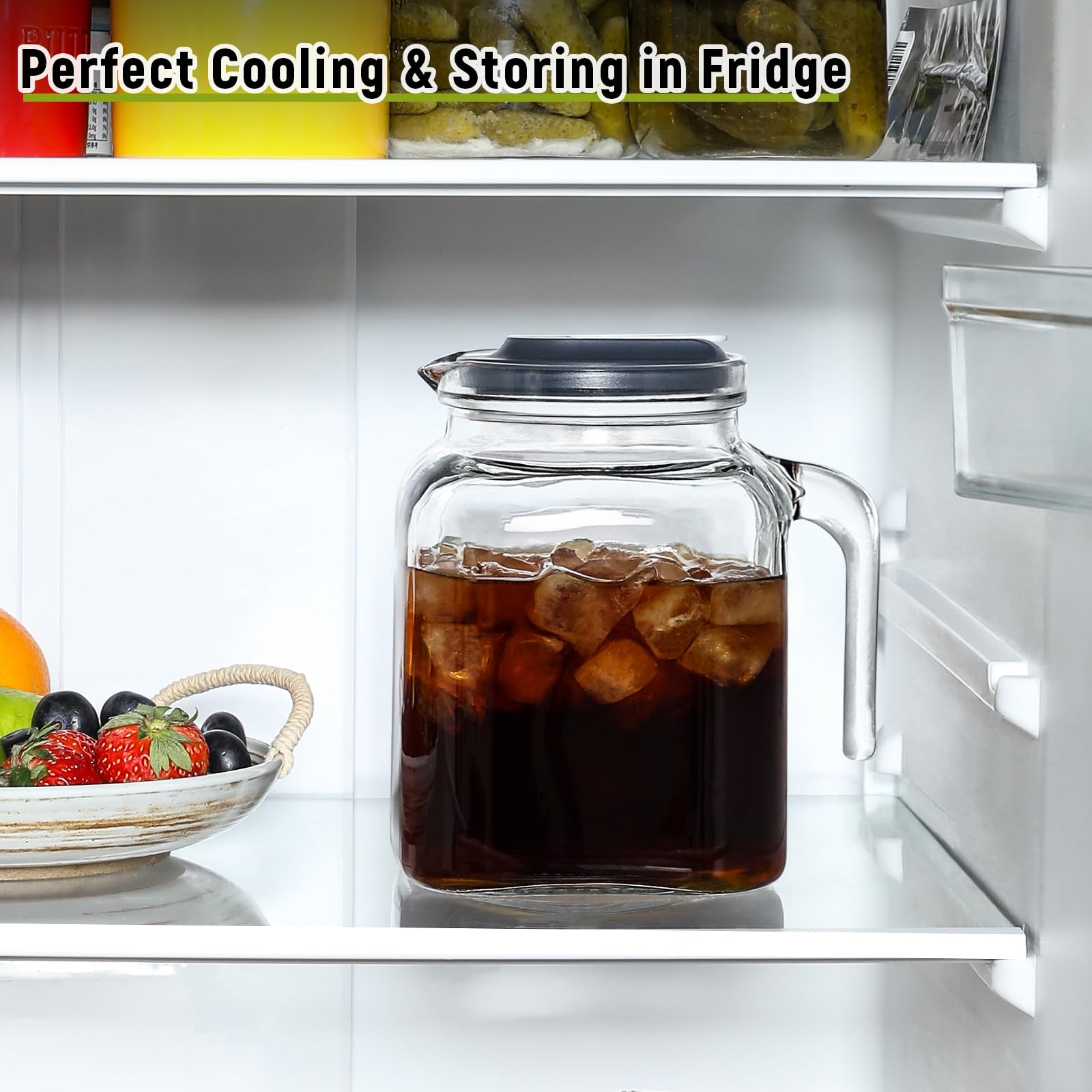 Space-saving square design fits in fridge