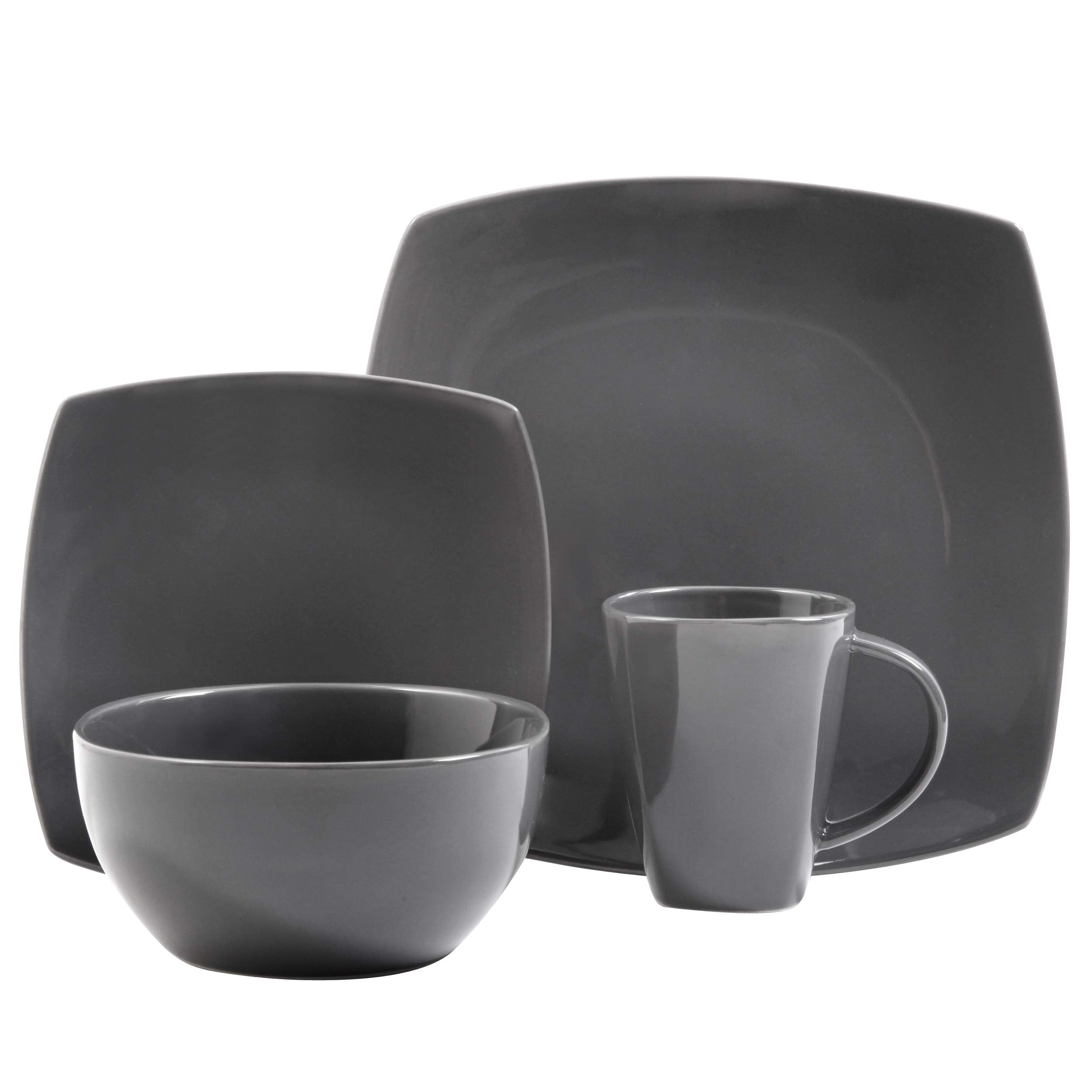 Gibson Soho Lounge square dessert plates 8.25 inches grey