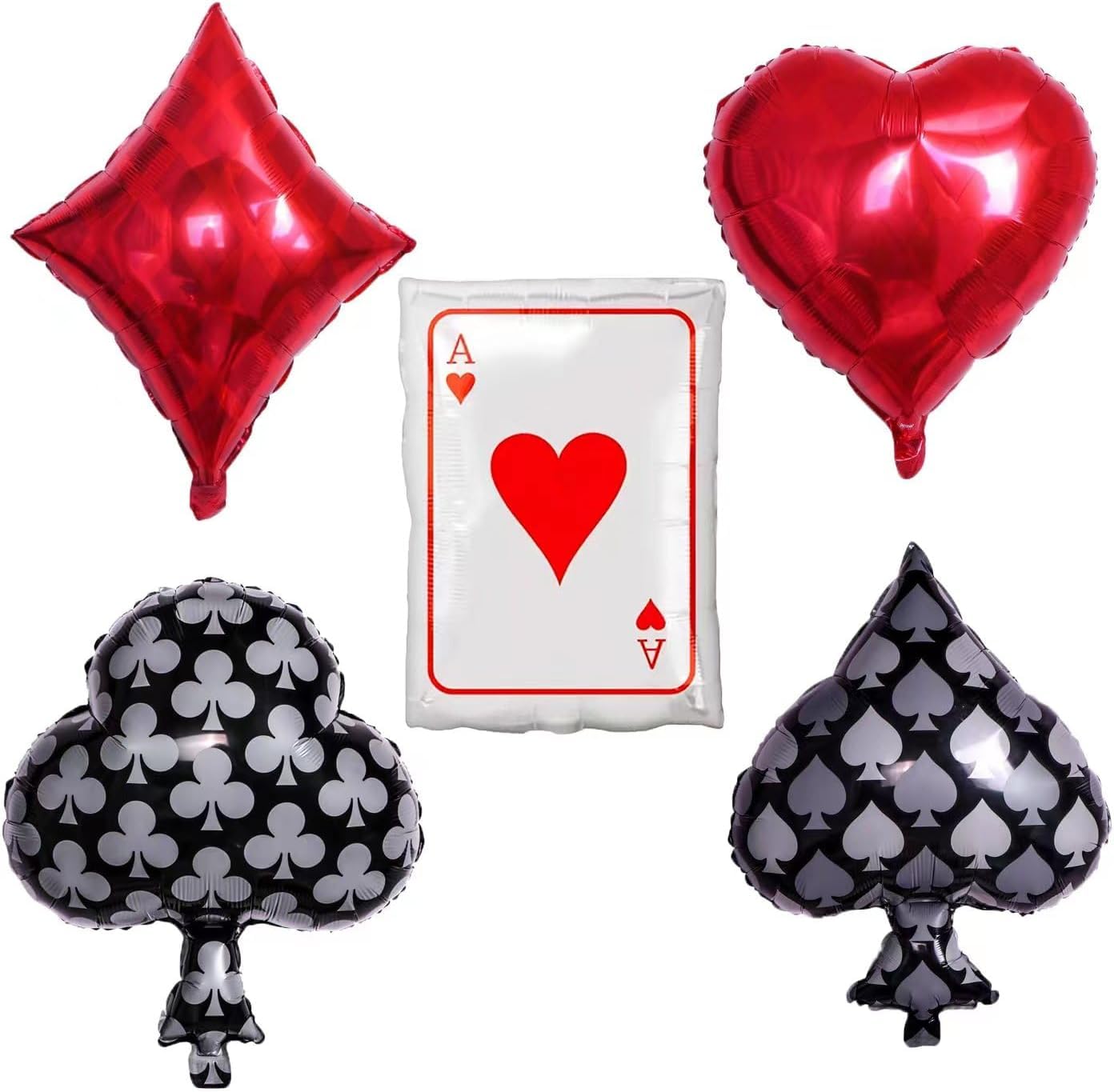 Square red heart balloon from poker casino set