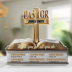 2D print on acrylic plaque creating a 3D-like effect on pastor plaque