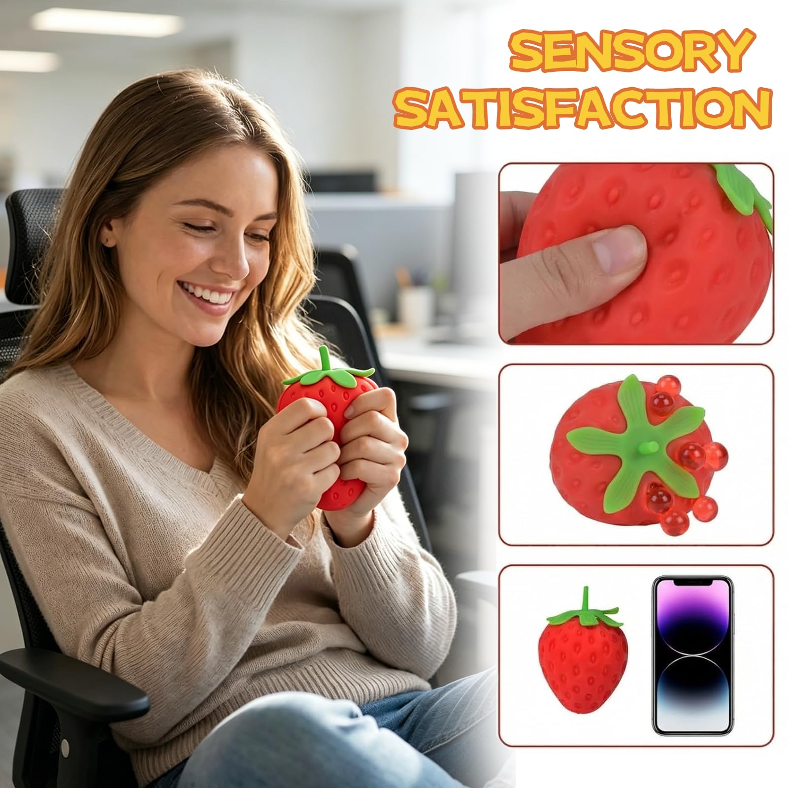 Slow rise strawberry squishy fidget toy for adults