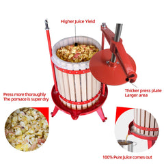 12L capacity press with T handle bar for fruit pressing