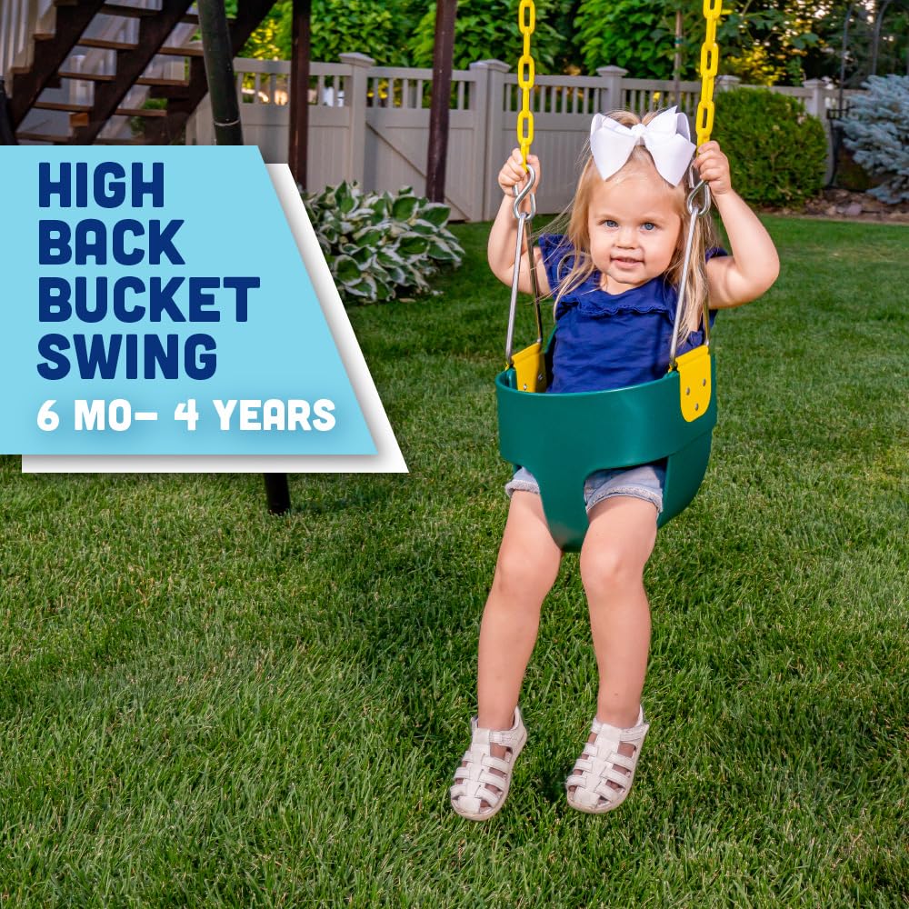 High back toddler swing seat with 66 inch chain and green finish product image 2