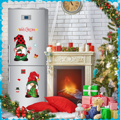 Gnome magnets holding stockings and trees design