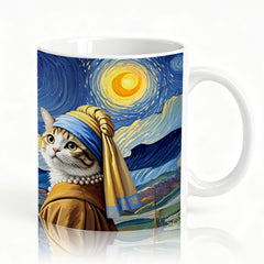 SRWNFOS Starry Night Cat Mug front view ceramic