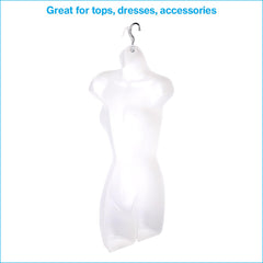 Hanging torso display for women's sizes 5 to 10