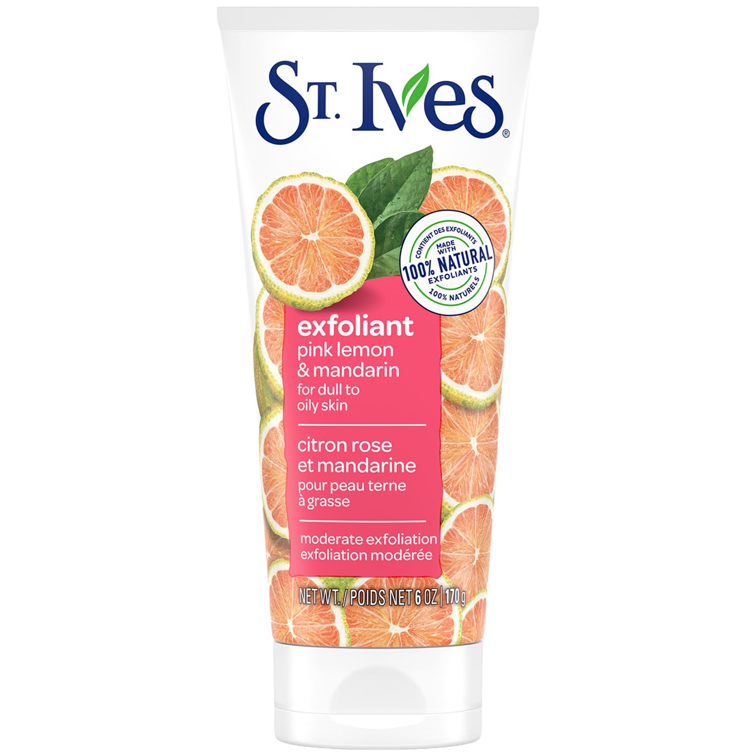 St Ives exfoliant face scrub pink lemon mandarin 6 oz bottle
