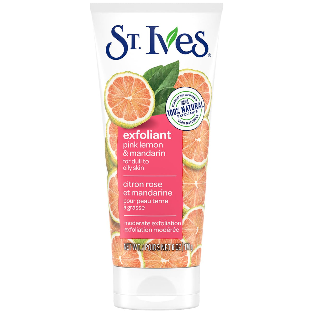 St Ives exfoliant face scrub pink lemon mandarin 6 oz bottle