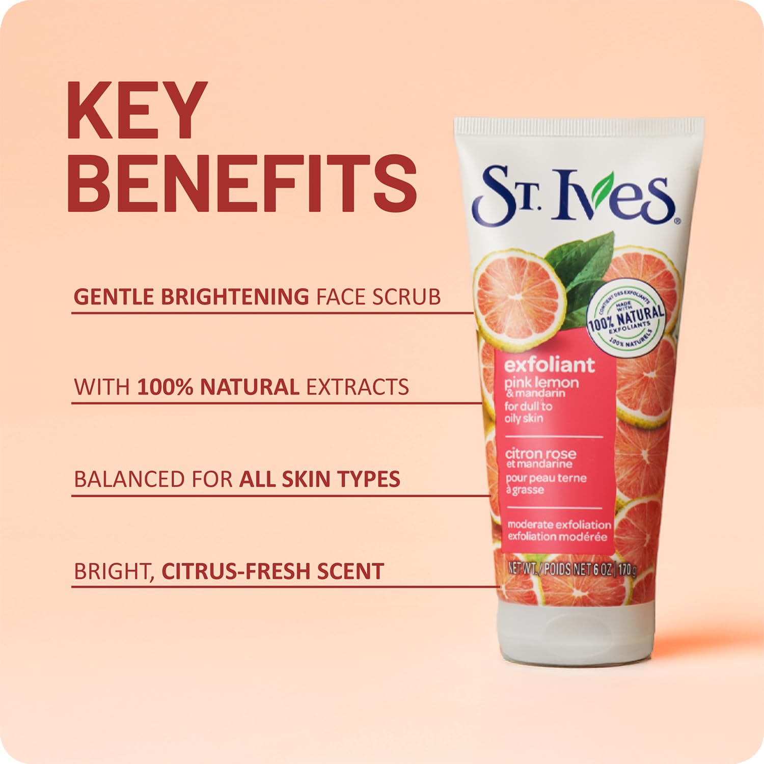 St Ives non-comedogenic exfoliant packaging 6 oz