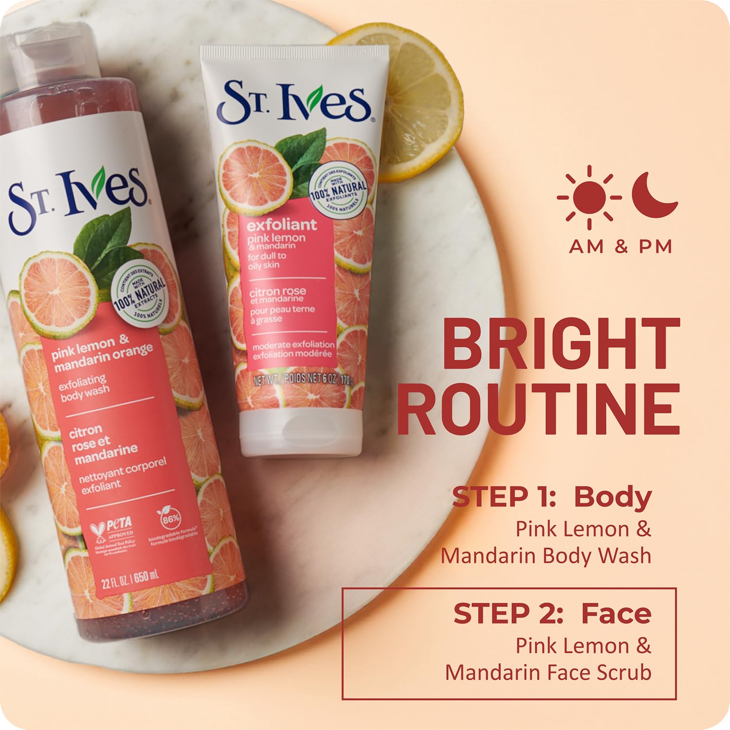 St Ives 6 oz pink lemon mandarin scrub tube
