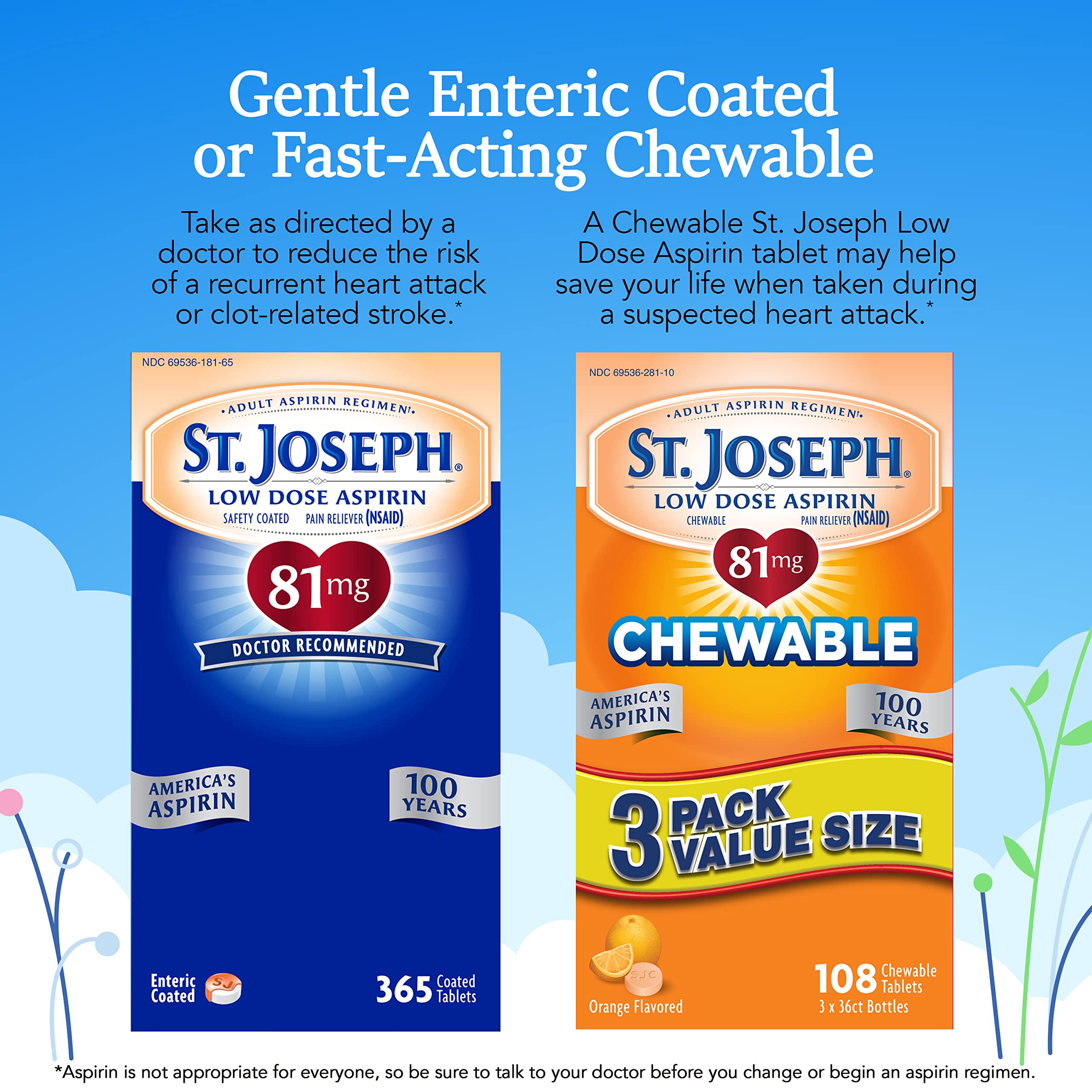 St. Joseph aspirin 81 mg enteric coated packaging variation