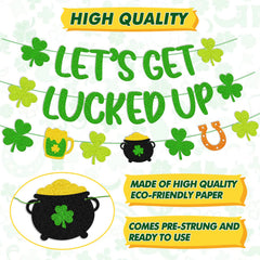 Green clover shamrock garland part of Irish Day decor