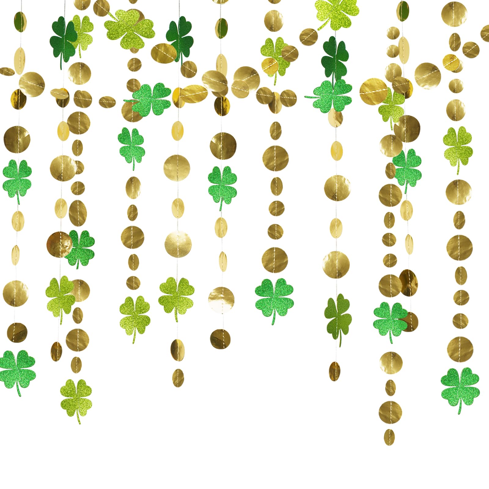 St Patrick's Day decor with glitter shamrocks on garlands