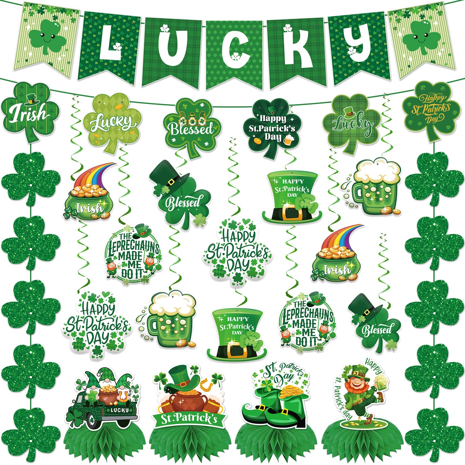 St Patricks Day Decorations 20 piece set including Lucky banner