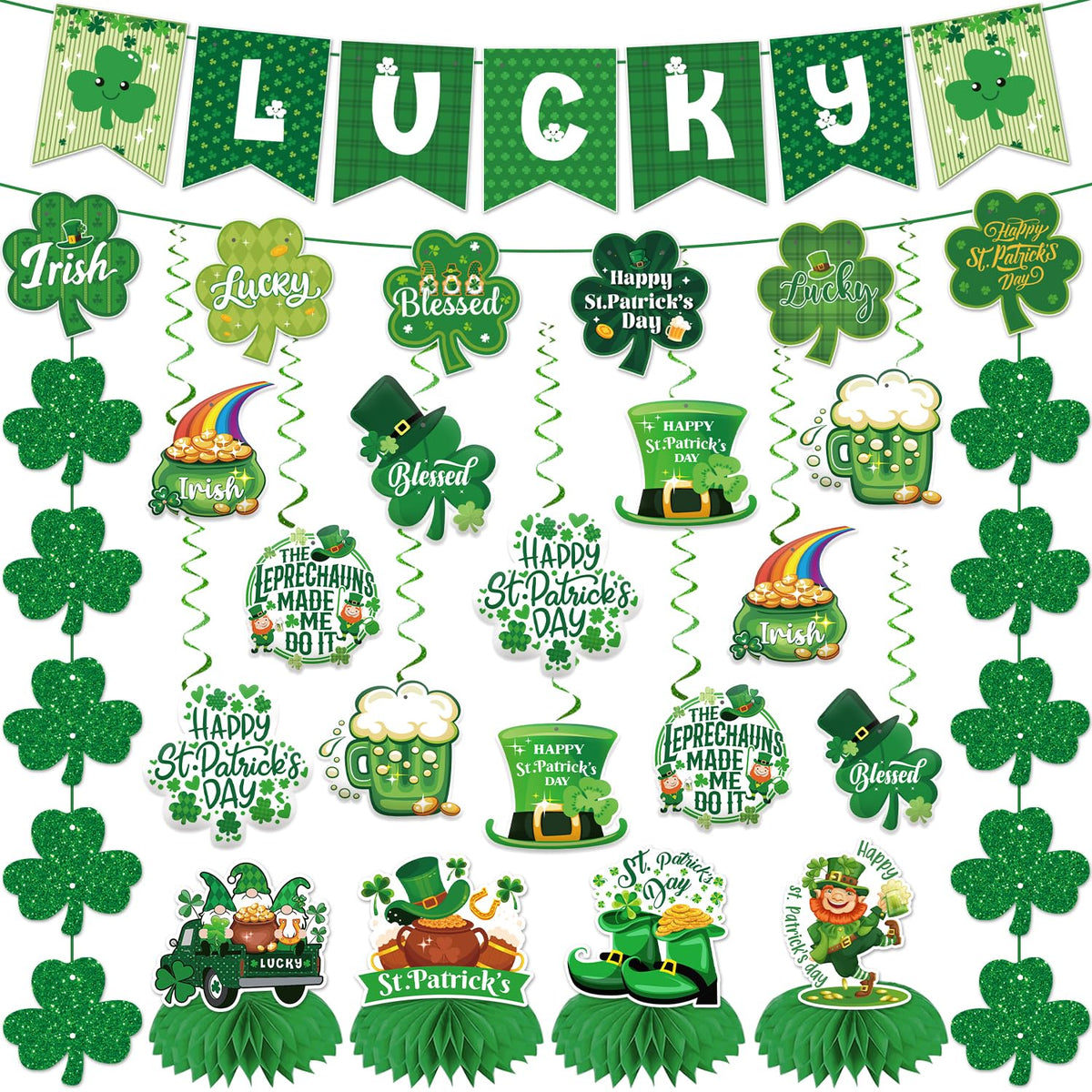 St Patricks Day Decorations 20 piece set including Lucky banner