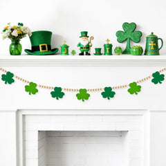128cm long wooden bead shamrock garland with 48 beads