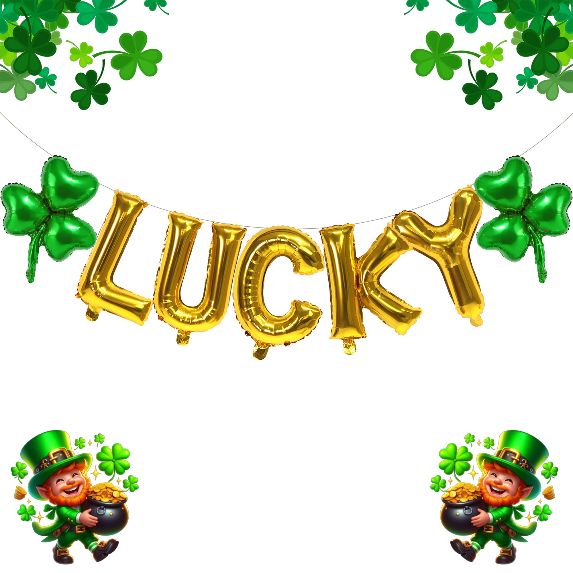 St Patrick's Day Lucky Balloon Set 7pcs overall view