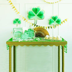 St Patrick’s Day lace table runner decor