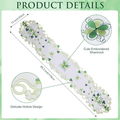 Green Saint Patricks Day table runner size 13 x 69.3 inches